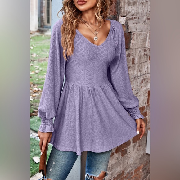 Love Spell Peplum Blouse Long Sleeve - Picture 3 of 5